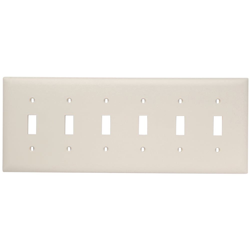 TP6LA TradeMaster 6-Gang Nylon Wall Plate, 6 Toggle Switch Openings, Light Almond
