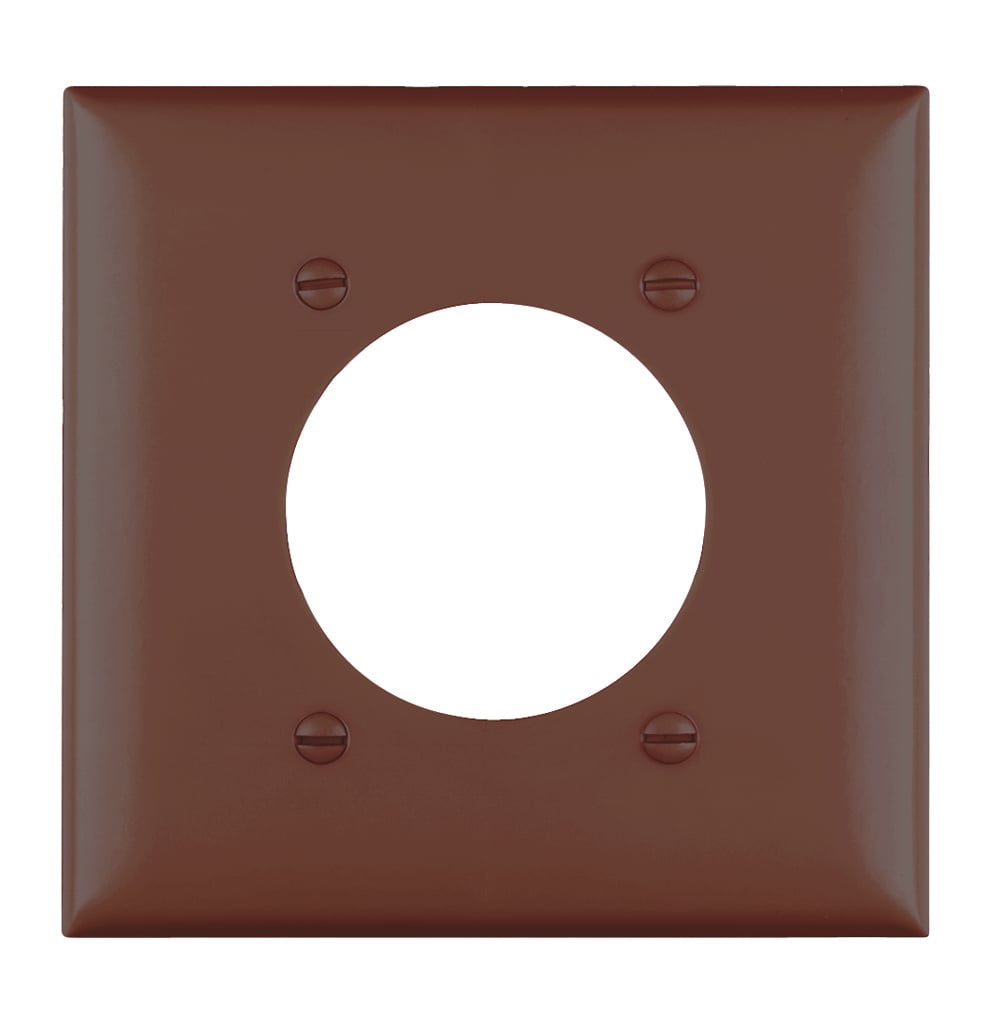 TP703 TradeMaster 2-Gang Nylon Wall Plate, 21563-in Power Outlet Receptacle Opening, 4 Mtg Holes, Brown