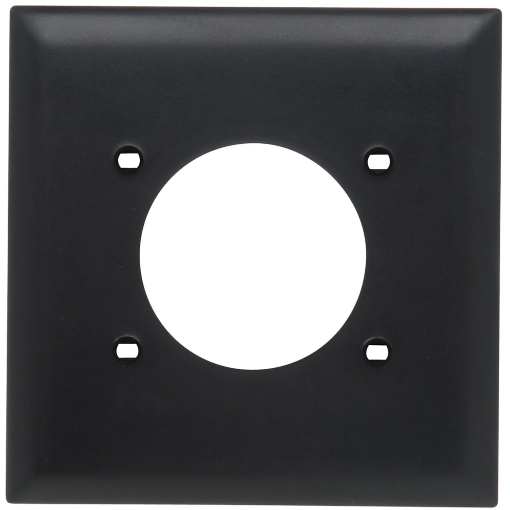 TP703BK TradeMaster 2-Gang Nylon Wall Plate, 21563-in Power Outlet Receptacle Opening, 4 Mtg Holes, Black