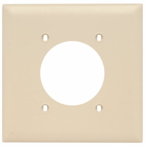 TP703I TradeMaster 2-Gang Nylon Wall Plate, 21563-in Power Outlet Receptacle Opening, 4 Mtg Holes, Ivory