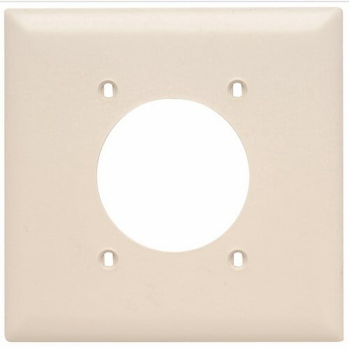 TP703LA TradeMaster 2-Gang Nylon Wall Plate, 21563-in Power Outlet Receptacle Opening, 4 Mtg Holes, Light Almond