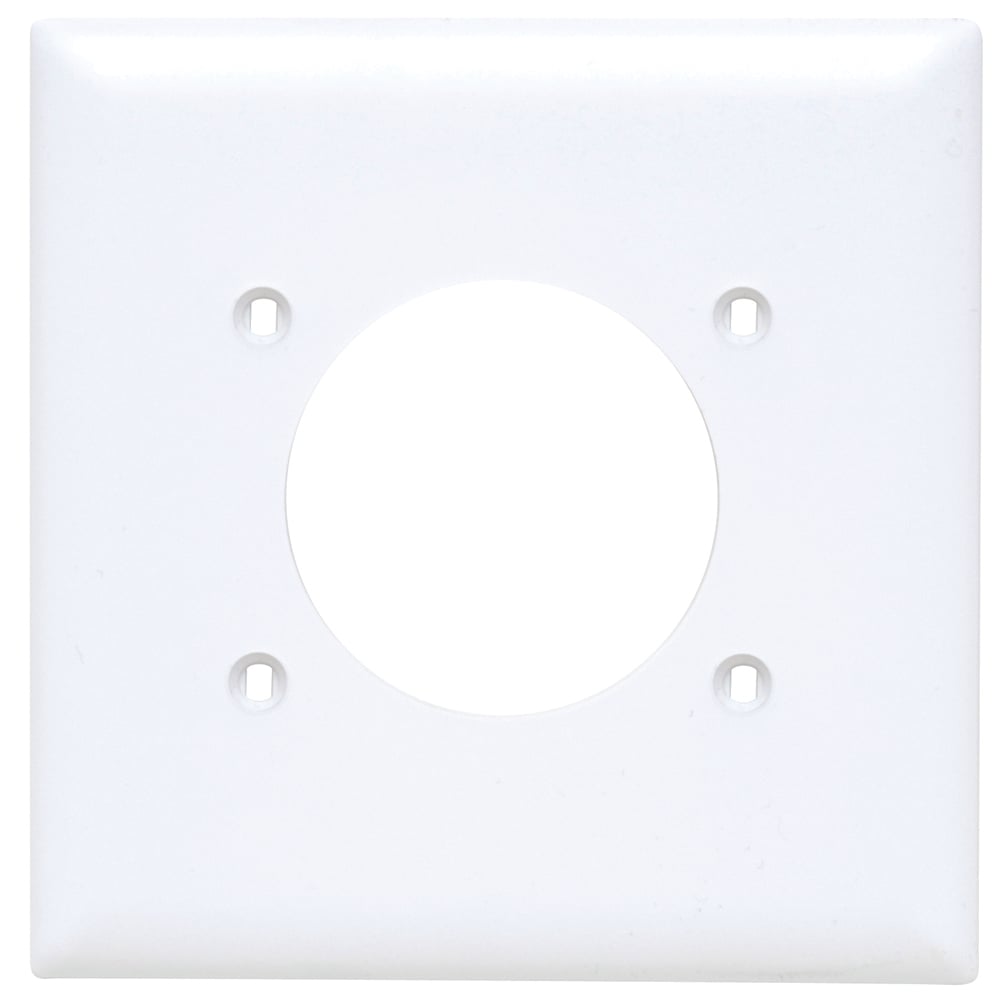 TP703W TradeMaster 2-Gang Nylon Wall Plate, 21563in Power Outlet Receptacle Opening, 4 Mtg Holes, White