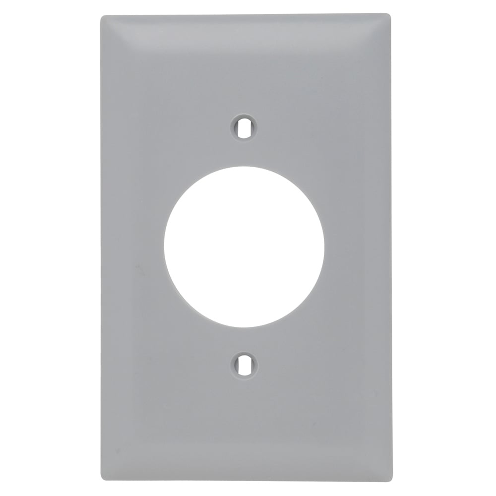 TP720GRY TradeMaster 1-Gang Nylon Wall Plate, 15938-in Power Outlet Receptacle Opening, 2 Mtg Holes, Gray