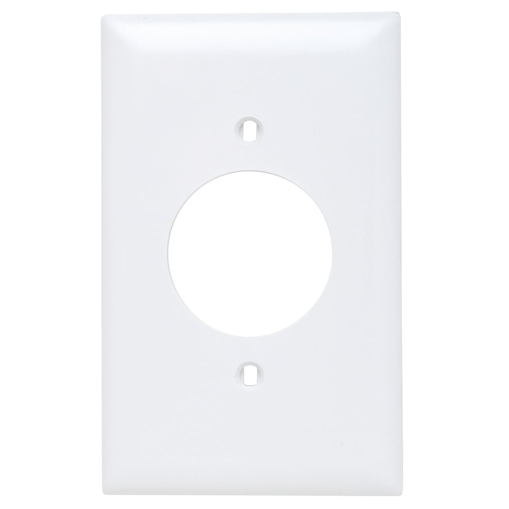 TP720W TradeMaster 1-Gang Nylon Wall Plate, 15938-in Power Outlet Receptacle Opening, 2 Mtg Holes, White