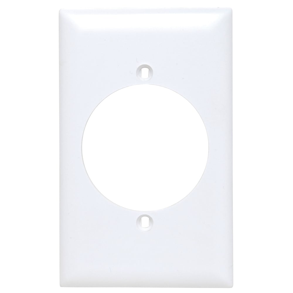 TP724W TradeMaster 1-Gang Nylon Wall Plate, 2156-in Power Outlet Receptacle Opening, 2 Mtg Holes, White