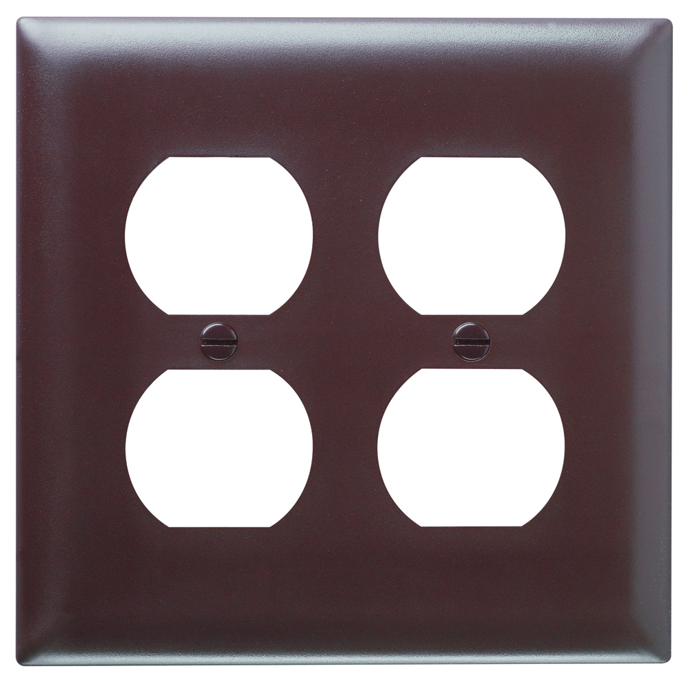 TP82 TradeMaster 2-Gang Nylon Wall Plate, 2 Duplex Receptacle Openings, Brown
