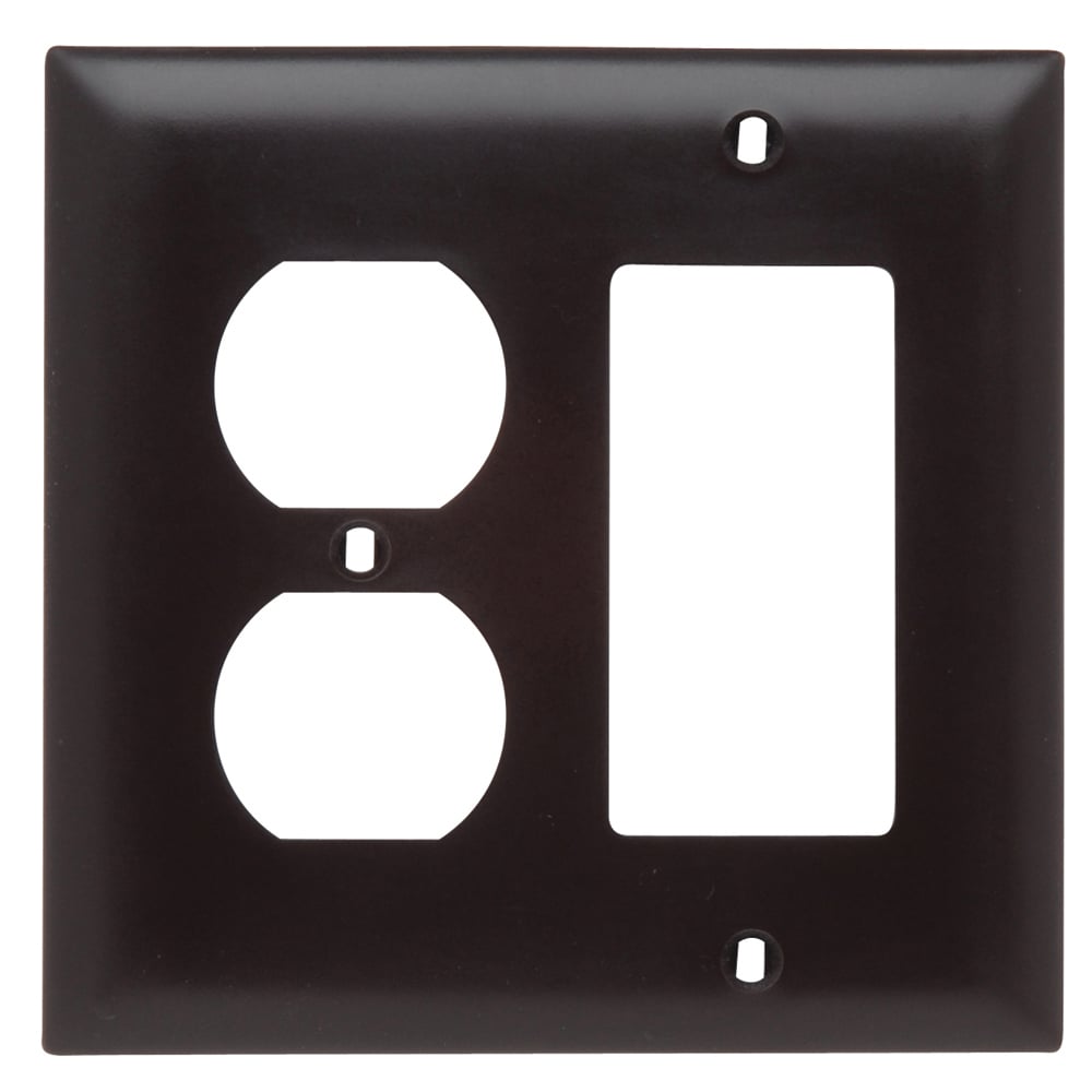 TP826 TradeMaster 2-Gang Nylon Wall Plate, 1 Duplex Receptacle Opening, 1 Decorator Opening, Brown