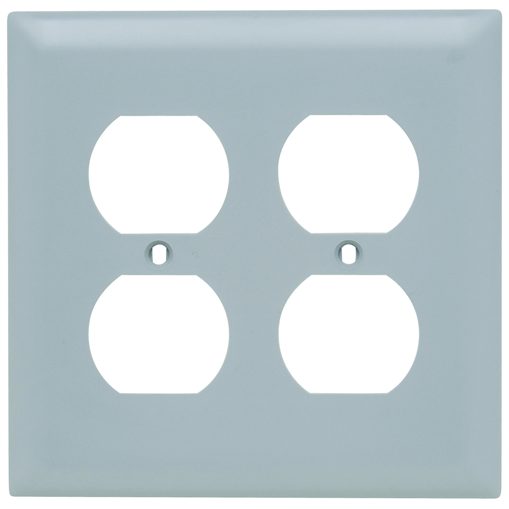 TP82GRY TradeMaster 2-Gang Nylon Wall Plate, 2 Duplex Receptacle Openings, Gray