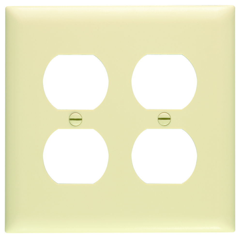 TP82I TradeMaster 2-Gang Nylon Wall Plate, 2 Duplex Receptacle Openings, Ivory