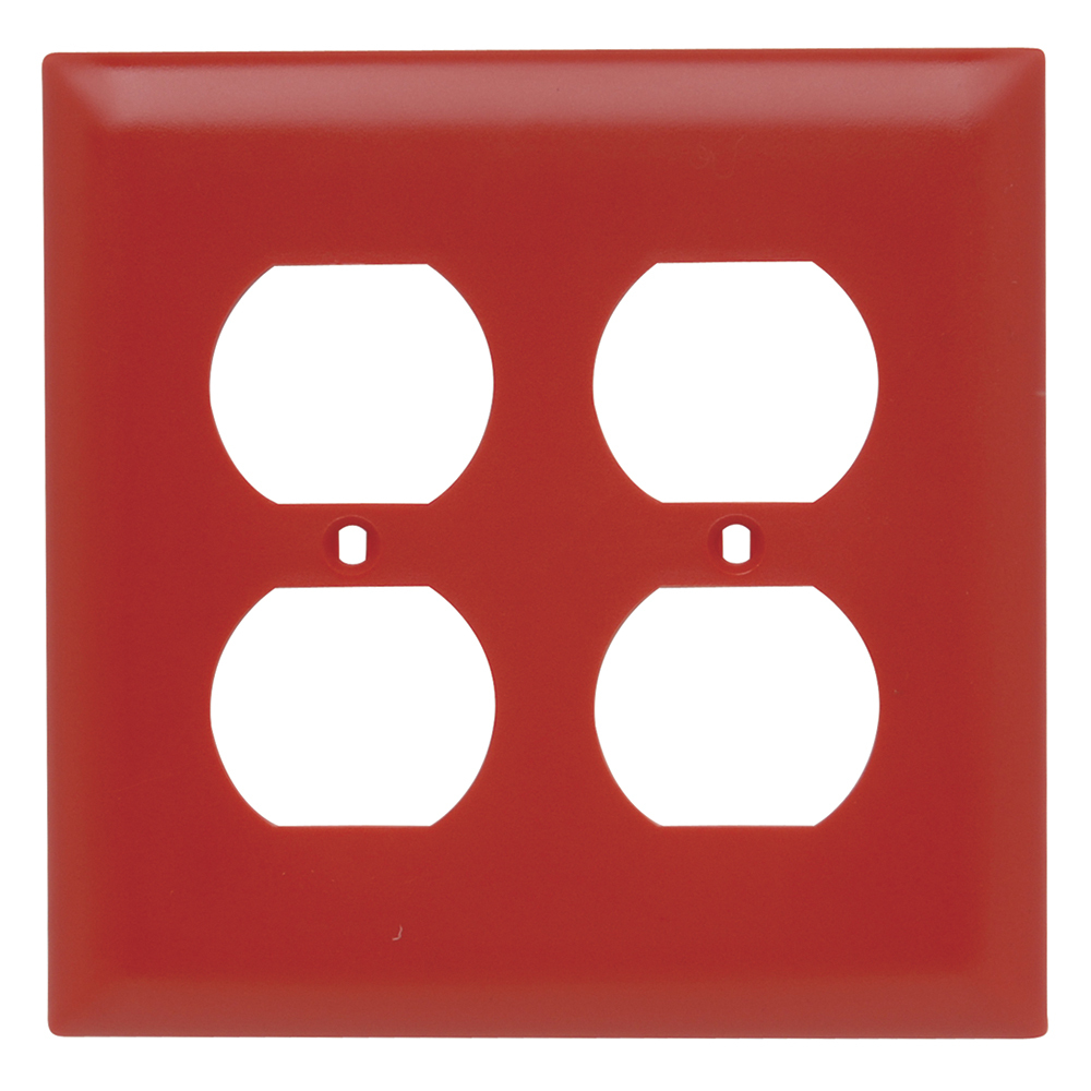 TP82RED TradeMaster 2-Gang Nylon Wall Plate, 2 Duplex Receptacle Openings, Red