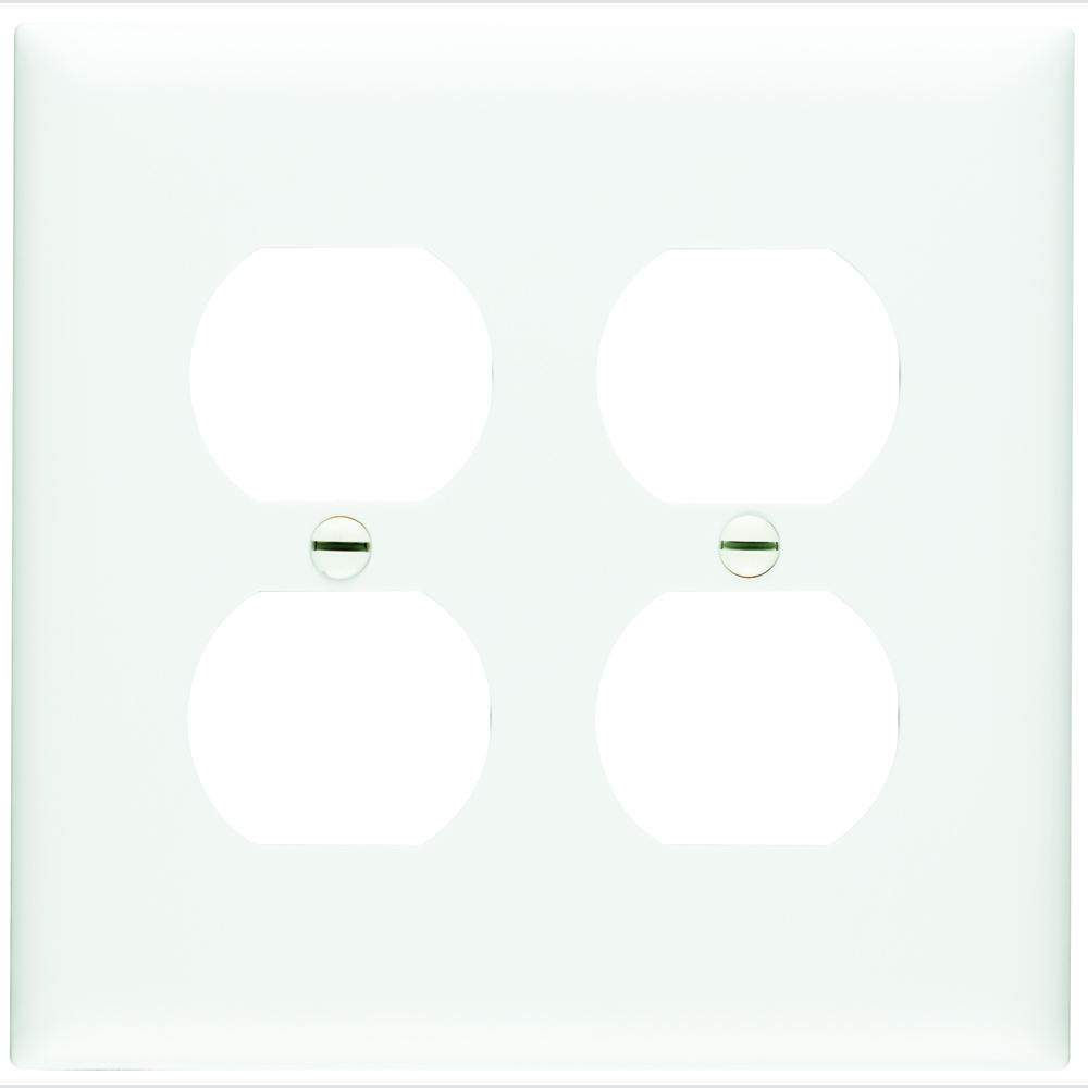 TP82W TradeMaster 2-Gang Nylon Wall Plate, 2 Duplex Receptacle Openings, White