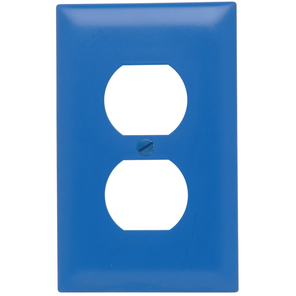 TP8BL TradeMaster 1-Gang Nylon Wall Plate, Duplex Receptacle Openings, Blue