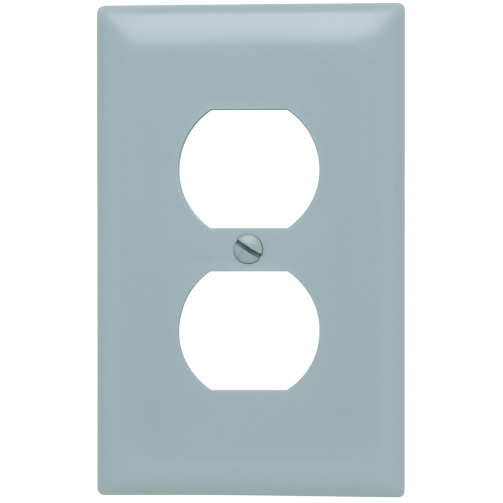 TP8GRY TradeMaster 1-Gang Nylon Wall Plate, Duplex Receptacle Openings, Gray