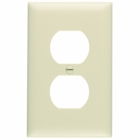 Trademaster single gang wall plate molded of rugged, practically indestructible self-extinguishing nylon. It is preferred for hospital, industrial, institutional, and other high-abuse applications. Available in Ivory, White, Brown, Gray, Black, Blue, Orange, Red, and Light Almond. 1duplex Ivory