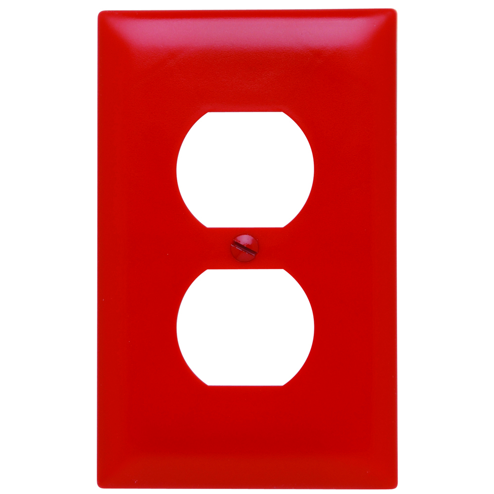 TP8RED TradeMaster 1-Gang Nylon Wall Plate, Duplex Receptacle Openings, Red