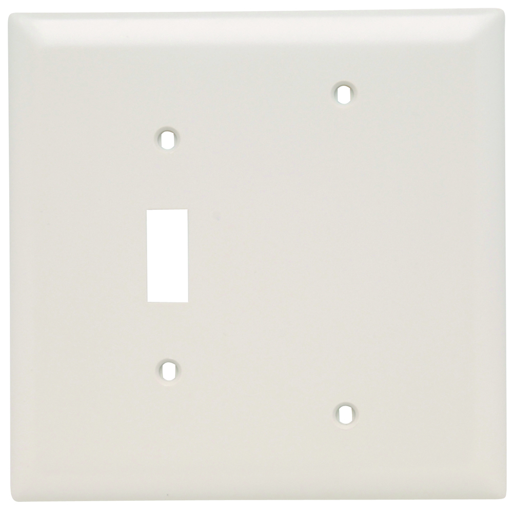 TPJ113LA Combination Openings, 1 Toggle Switch and 1 Blank, Two Gang, Light Almond