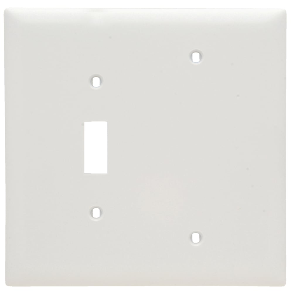 TPJ113W Combination Openings, 1 Toggle Switch and 1 Blank, Two Gang, White