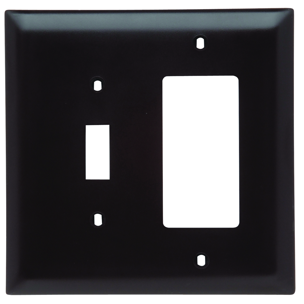 TPJ126 Combination Openings, 1 Toggle Switch and 1 Decorator, Two Gang, Brown