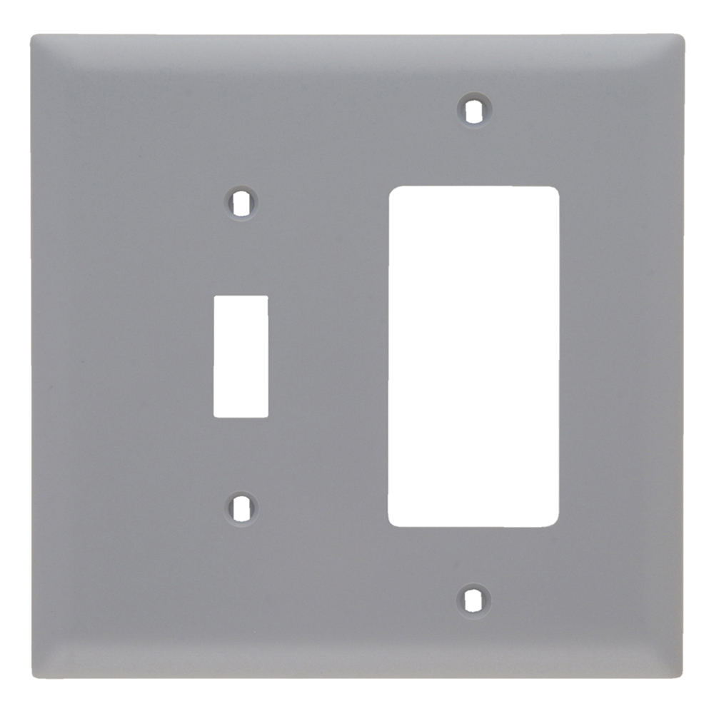 TPJ126GRY Combination Openings, 1 Toggle Switch and 1 Decorator, Two Gang, Gray