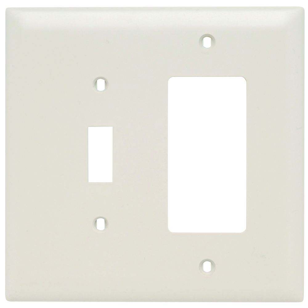 TPJ126LA Combination Openings, 1 Toggle Switch and 1 Decorator, Two Gang, Light Almond