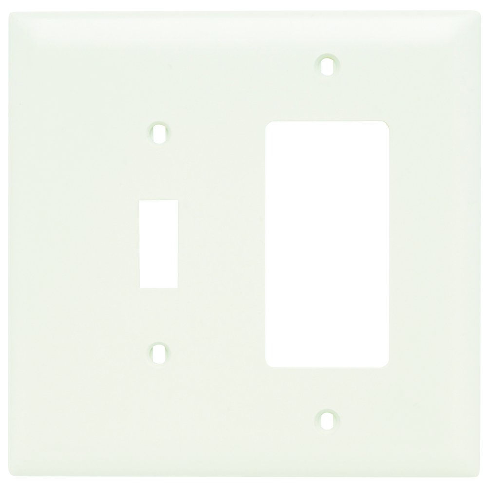 TPJ126W Combination Openings, 1 Toggle Switch and 1 Decorator, Two Gang, White