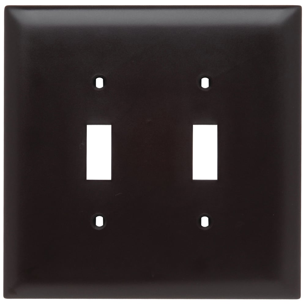 TPJ2 TradeMaster Jumbo 2-Gang Nylon Wall Plate, 2 Toggle Switch Openings, Brown