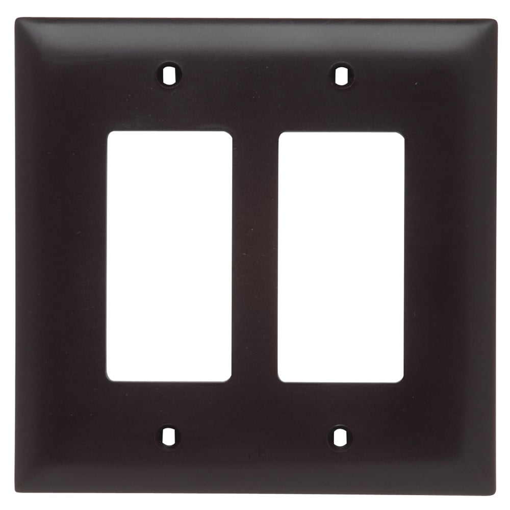 TPJ262 TradeMaster Junior Jumbo Standard Wall Plate, 2 Gangs, 5-1/8 in W x 5 in H, Nylon/Thermoplastic, Brown