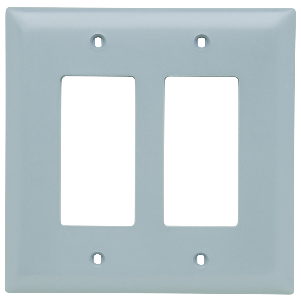 TPJ262GRY TradeMaster Junior Jumbo 2-Gang Nylon Wall Plate, 2 Decorator Openings, Gray