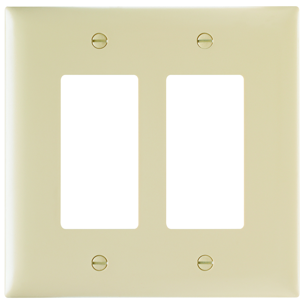 TPJ262I TradeMaster Junior Jumbo Standard Wall Plate, 2 Gangs, 5-1/8 in W x 6 in H, Nylon/Thermoplastic, Ivory
