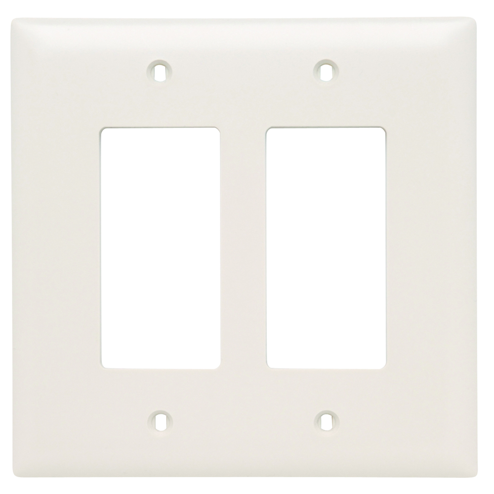 TPJ262LA TradeMaster Junior Jumbo 2-Gang Nylon Wall Plate, 2 Decorator Openings, Light Almond