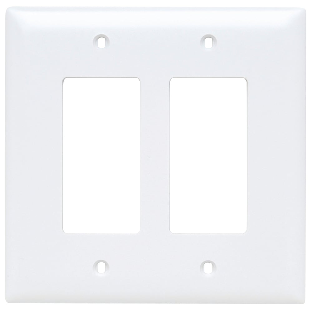 TPJ262W TradeMaster Junior Jumbo 2-Gang Nylon Wall Plate, 2 Decorator Openings, White