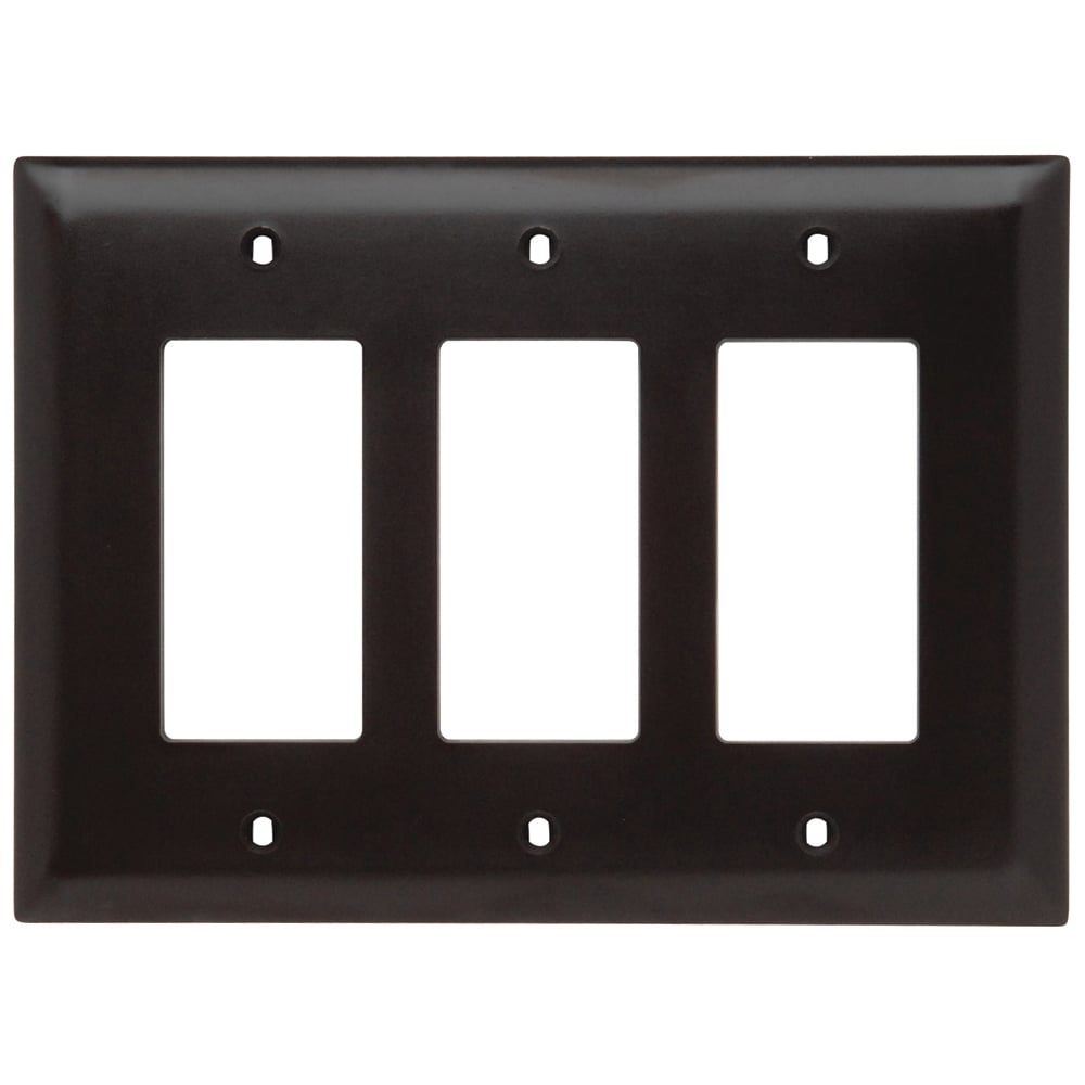 TPJ263 TradeMaster Junior Jumbo Standard Wall Plate, 3 Gangs, 6-15/16 in W x 5 in H, Nylon/Thermoplastic, Brown