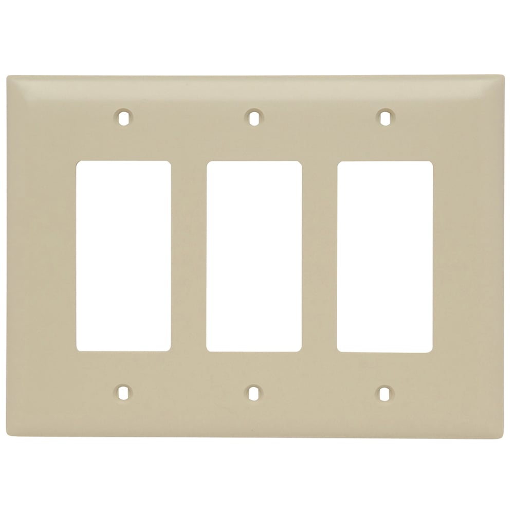 TPJ263I TradeMaster Junior Jumbo Standard Wall Plate, 3 Gangs, 6-15/16 in W x 5 in H, Nylon/Thermoplastic, Ivory