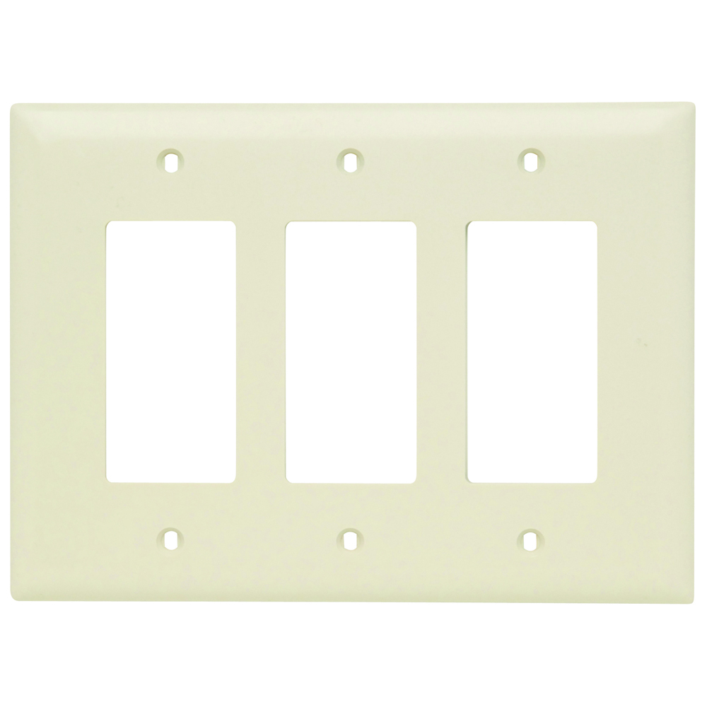 TPJ263LA TradeMaster Junior Jumbo 3-Gang Nylon Wall Plate, 3 Decorator Openings, Light Almond