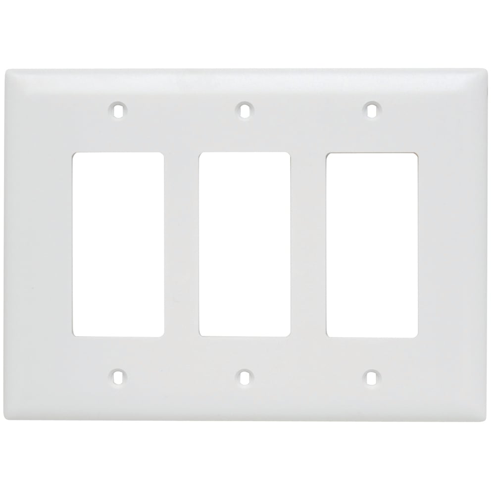 TPJ263W TradeMaster Junior Jumbo Standard Wall Plate, 3 Gangs, 6-15/16 in W x 6 in H, Nylon/Thermoplastic, White