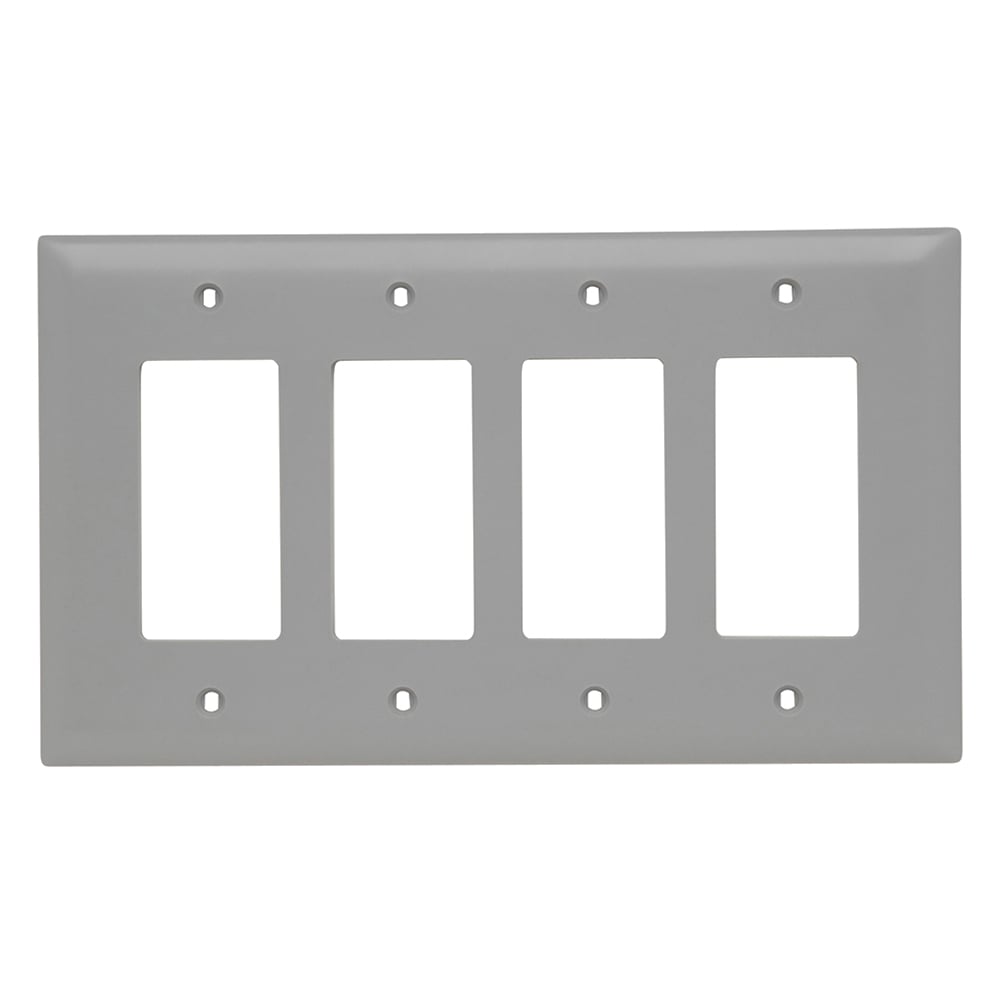 TPJ264GRY TradeMaster Junior Jumbo 4-Gang Nylon Wall Plate, 4 Decorator Openings, Gray