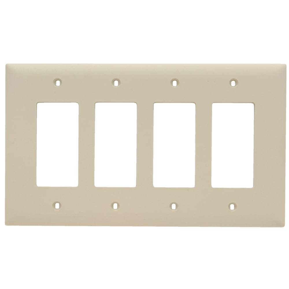 TPJ264I TradeMaster Junior Jumbo 4-Gang Nylon Wall Plate, 4 Decorator Openings, Ivory