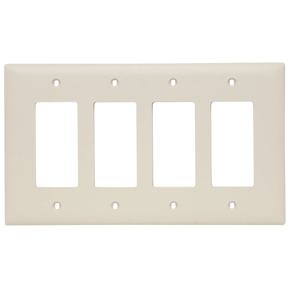 TPJ264LA TradeMaster Junior Jumbo 4-Gang Nylon Wall Plate, 4 Decorator Openings, Light Almond