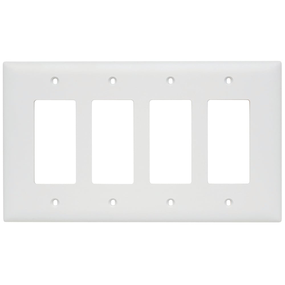 TPJ264W TradeMaster Junior Jumbo 4-Gang Nylon Wall Plate, 4 Decorator Openings, White