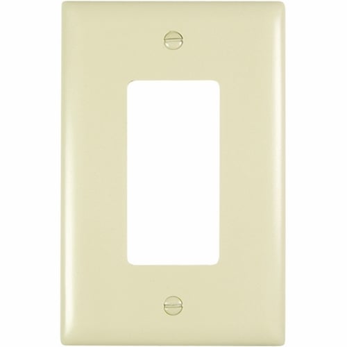 TPJ26I TradeMaster Junior Jumbo Standard Wall Plate, 1 Gangs, 3-5/16 in W x 4.9 in H, Nylon/Thermoplastic, Ivory