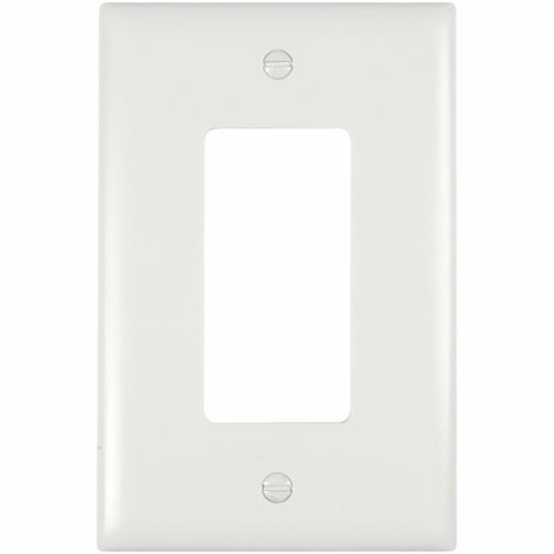 TPJ26W TradeMaster Junior Jumbo Standard Wall Plate, 1 Gangs, 3-5/16 in W x 4.9 in H, Nylon/Thermoplastic, White