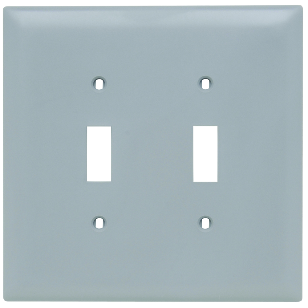 TPJ2GRY TradeMaster Jumbo 2-Gang Nylon Wall Plate, 2 Toggle Switch Openings, Gray