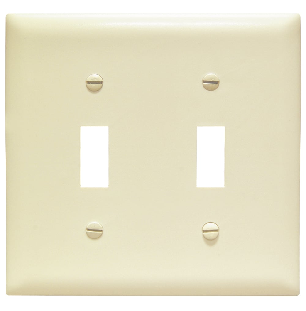TPJ2I TradeMaster Jumbo 2-Gang Nylon Wall Plate, 2 Toggle Switch Openings, Ivory