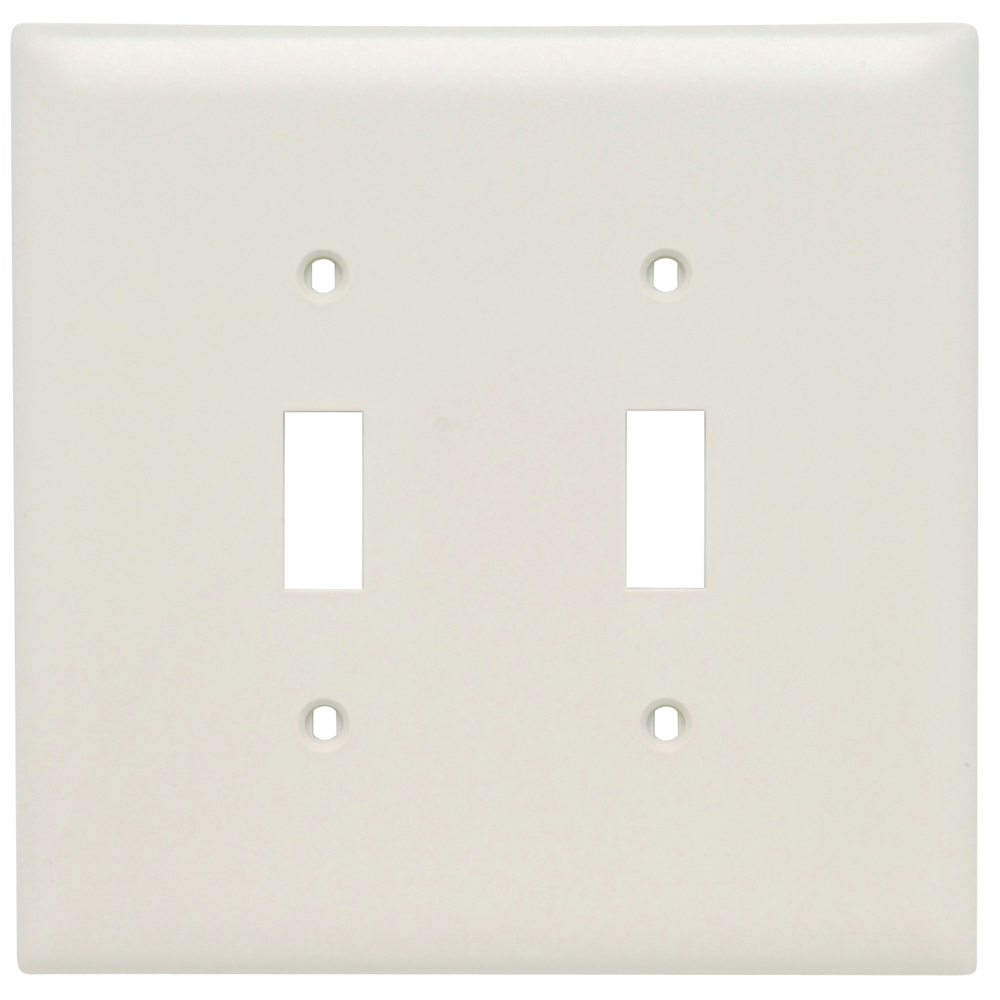 TPJ2LA TradeMaster Jumbo 2-Gang Nylon Wall Plate, 2 Toggle Switch Openings, Light Almond