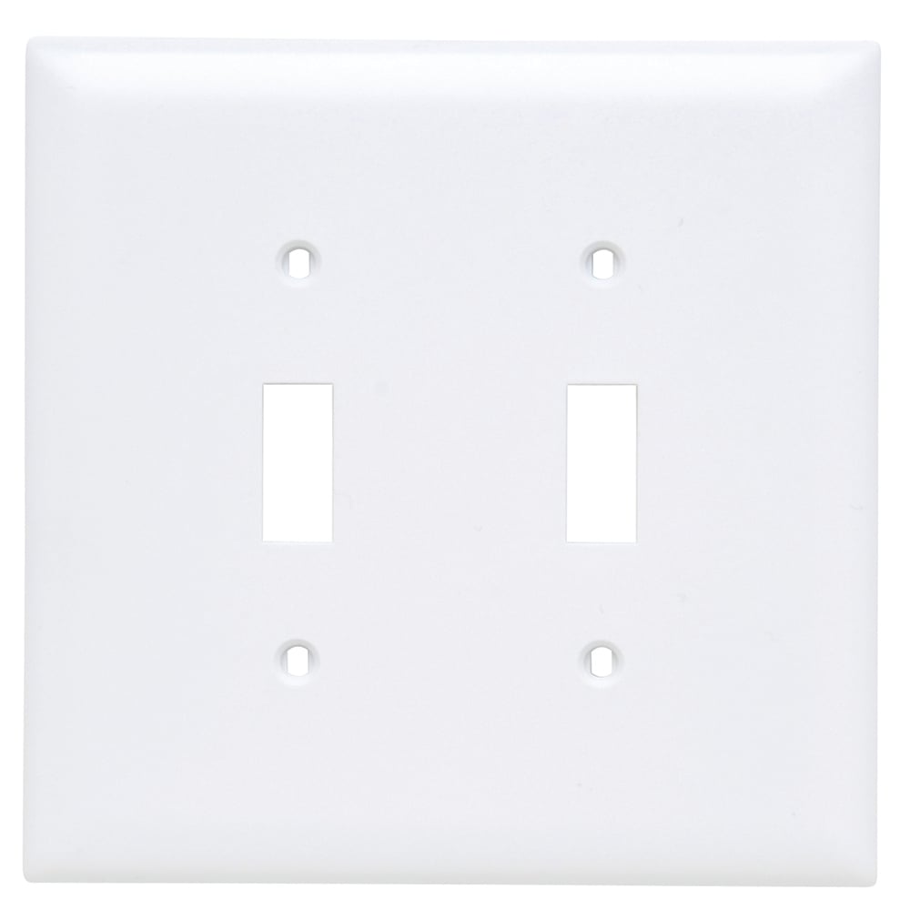 TPJ2W TradeMaster Jumbo 2-Gang Nylon Wall Plate, 2 Toggle Switch Openings, White