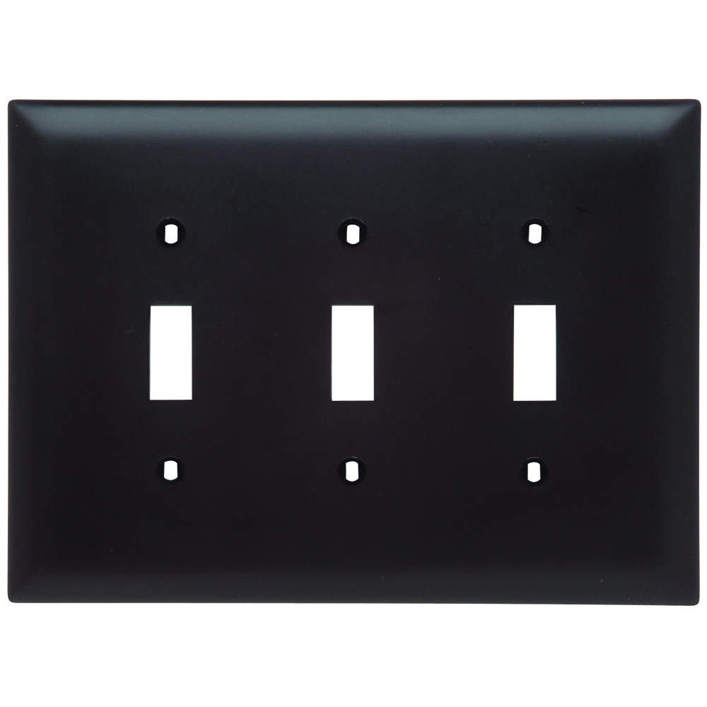 TPJ3 TradeMaster Jumbo 3-Gang Nylon Wall Plate, 3 Toggle Switch Openings, Brown