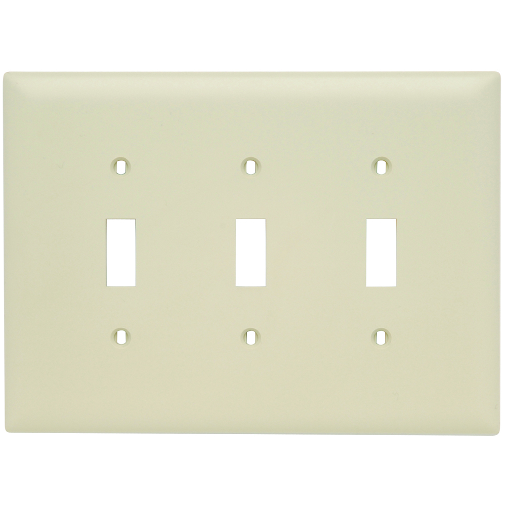 TPJ3I TradeMaster Jumbo 3-Gang Nylon Wall Plate, 3 Toggle Switch Openings, Ivory