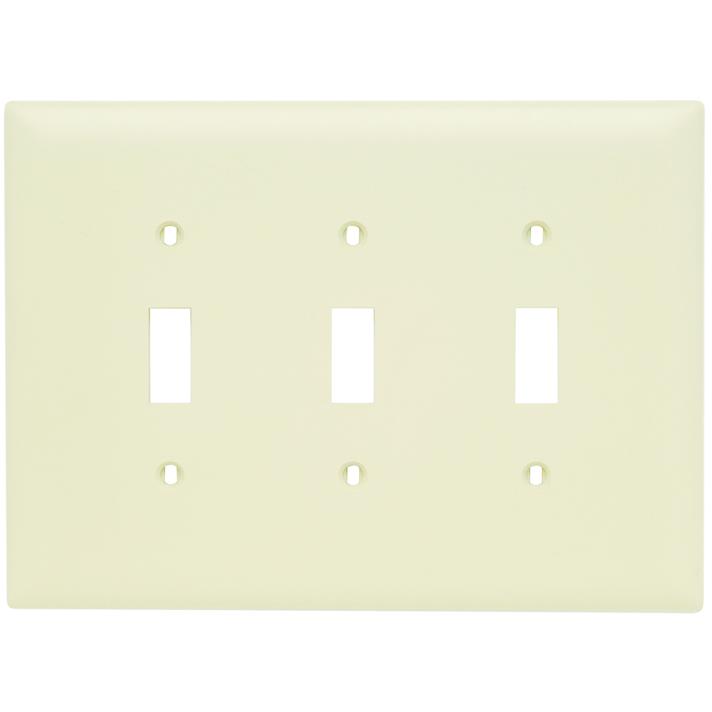 TPJ3LA TradeMaster Jumbo 3-Gang Nylon Wall Plate, 3 Toggle Switch Openings, Light Almond