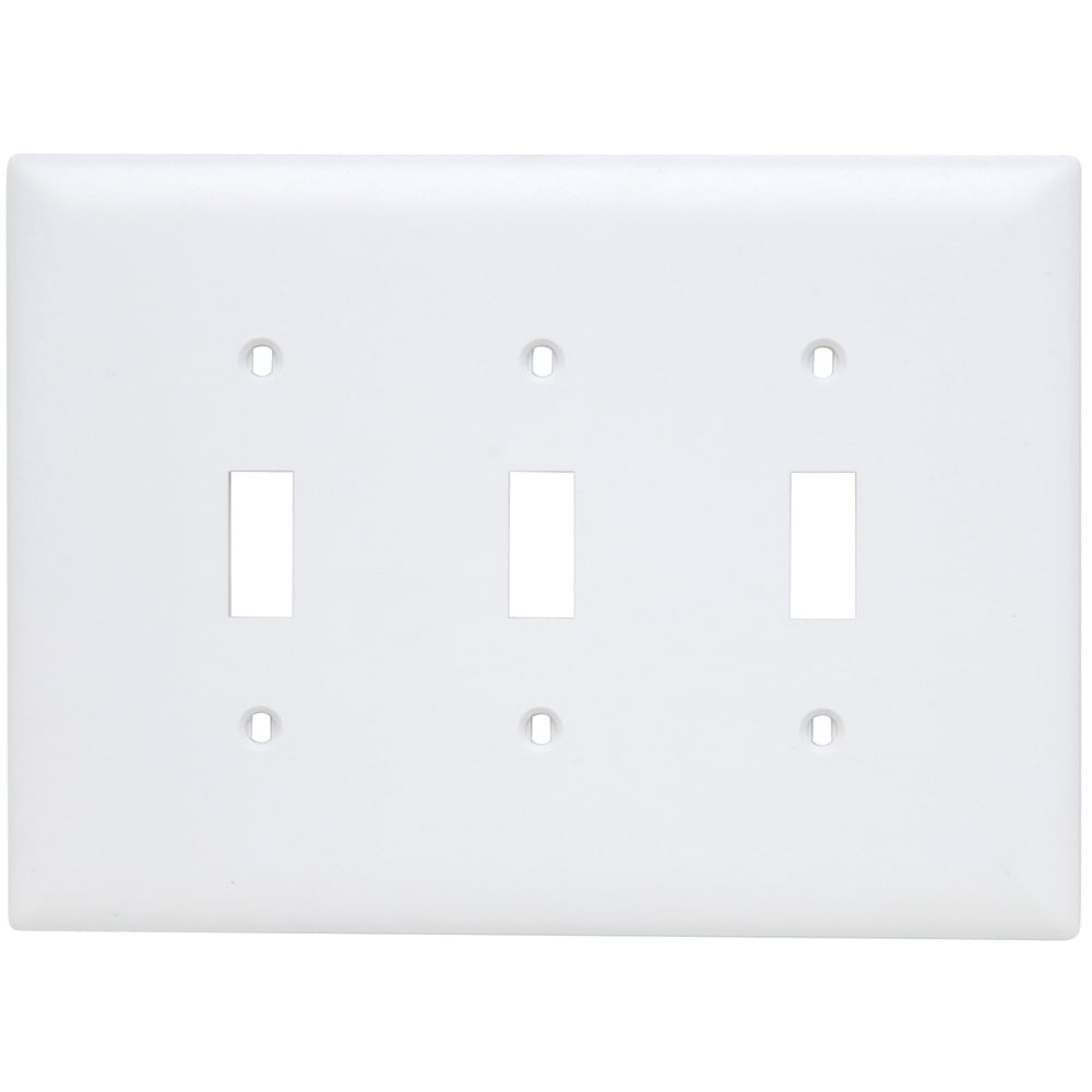 TPJ3W TradeMaster Jumbo 3-Gang Nylon Wall Plate, 3 Toggle Switch Openings, White