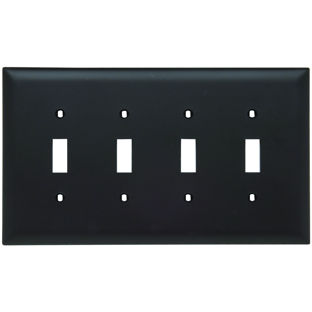 TPJ4 TradeMaster Jumbo 4-Gang Nylon Wall Plate, 4 Toggle Switch Openings, Brown